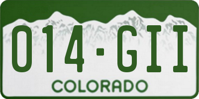 CO license plate 014GII