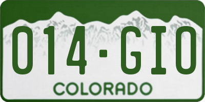 CO license plate 014GIO