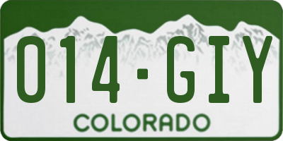CO license plate 014GIY