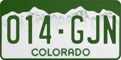 CO license plate 014GJN