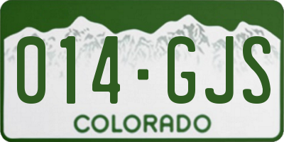 CO license plate 014GJS