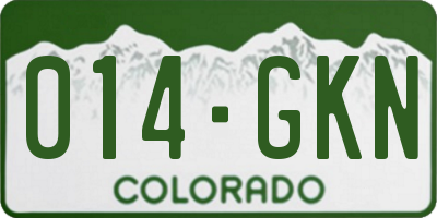 CO license plate 014GKN