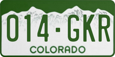 CO license plate 014GKR