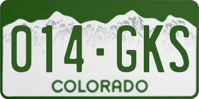CO license plate 014GKS
