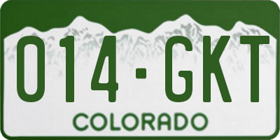 CO license plate 014GKT