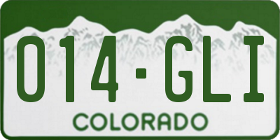 CO license plate 014GLI