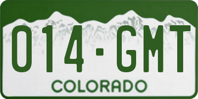 CO license plate 014GMT