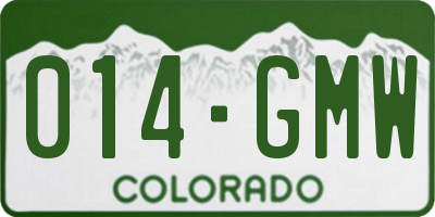 CO license plate 014GMW