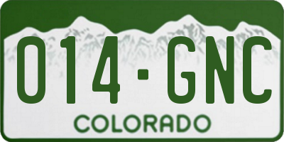 CO license plate 014GNC