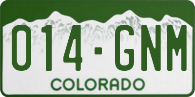 CO license plate 014GNM