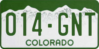 CO license plate 014GNT