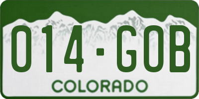 CO license plate 014GOB