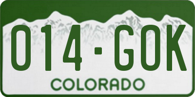 CO license plate 014GOK