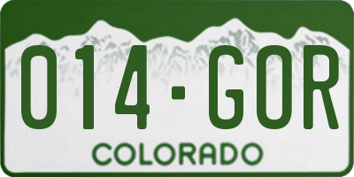 CO license plate 014GOR