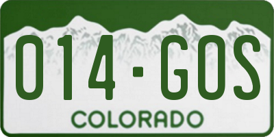 CO license plate 014GOS