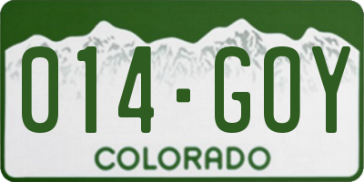 CO license plate 014GOY