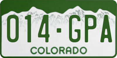 CO license plate 014GPA