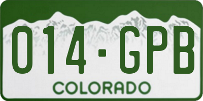 CO license plate 014GPB