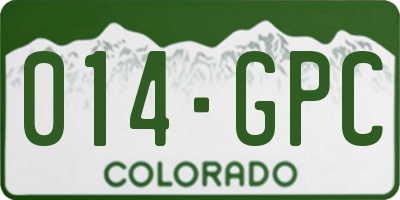 CO license plate 014GPC