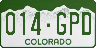 CO license plate 014GPD