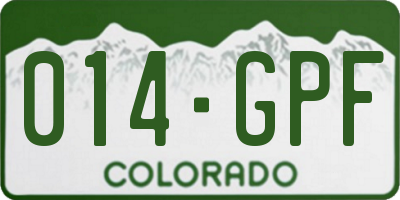 CO license plate 014GPF