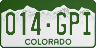 CO license plate 014GPI