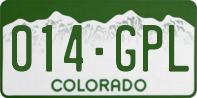 CO license plate 014GPL