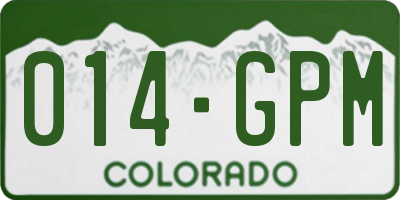 CO license plate 014GPM