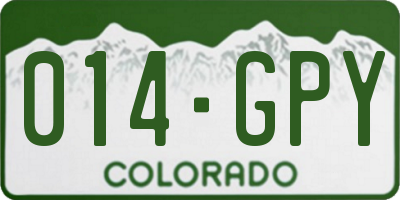 CO license plate 014GPY