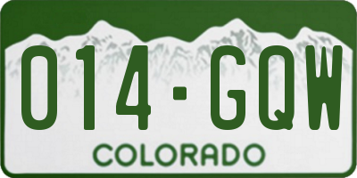 CO license plate 014GQW