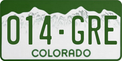 CO license plate 014GRE