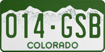 CO license plate 014GSB