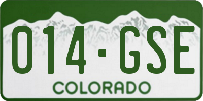 CO license plate 014GSE