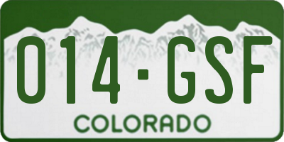 CO license plate 014GSF