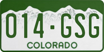 CO license plate 014GSG