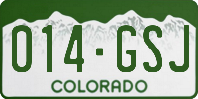 CO license plate 014GSJ