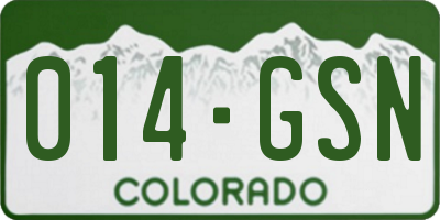 CO license plate 014GSN
