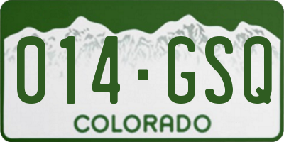 CO license plate 014GSQ