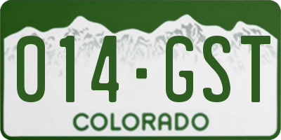 CO license plate 014GST