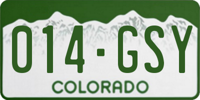 CO license plate 014GSY