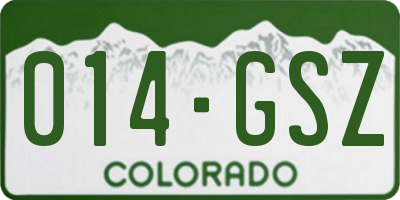 CO license plate 014GSZ