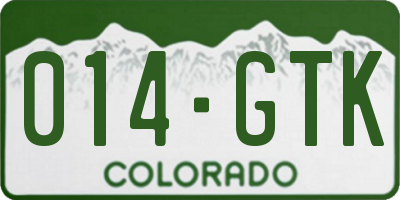 CO license plate 014GTK