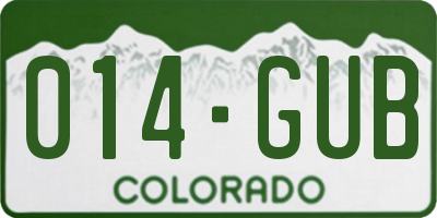 CO license plate 014GUB
