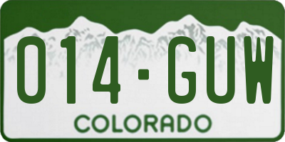 CO license plate 014GUW