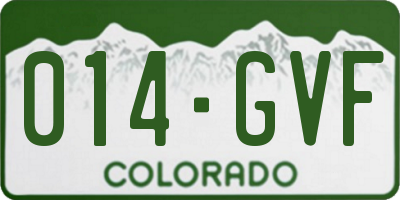 CO license plate 014GVF