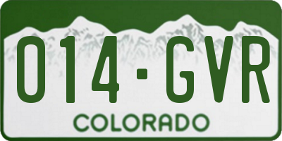 CO license plate 014GVR