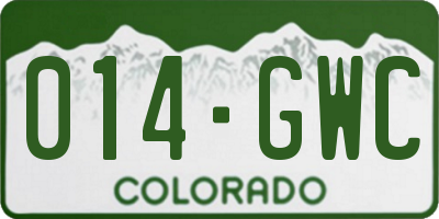 CO license plate 014GWC