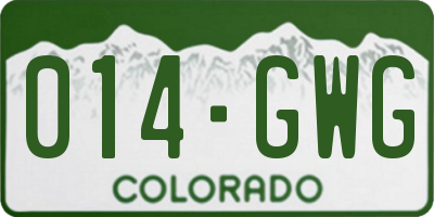 CO license plate 014GWG