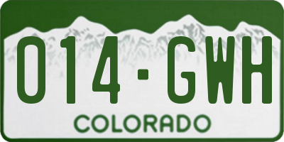CO license plate 014GWH