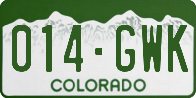 CO license plate 014GWK